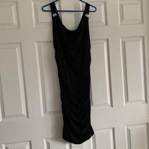 WHBM Instantly slimming, black ruched dress size 14